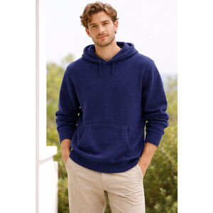 RP1 Navy Blue 100% Cotton Knit Hoodie Pullover Men’s XL Coastal Beach Resort